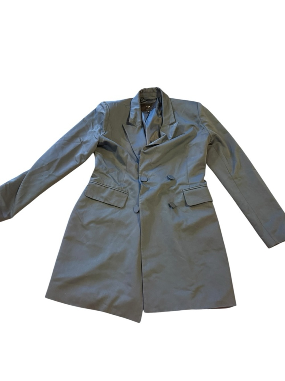 7 For All Mankind Double-Breasted Trench Coat in Gray/blue